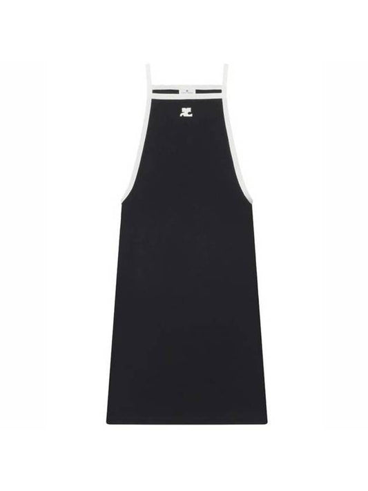 Light Rib Contrast Long Dress Black - COURREGES - BALAAN 1