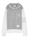 Funmix Lightweight Anchor Loopback 4 Bar Hoodie Grey - THOM BROWNE - BALAAN 2