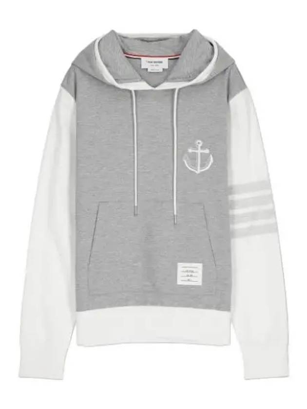 Funmix Lightweight Anchor Loopback 4 Bar Hoodie Grey - THOM BROWNE - BALAAN 2