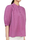 Women's Puff Sleeve Striped Cotton Blouse Purple - VANESSA BRUNO - BALAAN 4