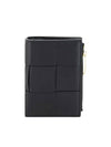 Cassette Zipper Bifold Half Wallet Black - BOTTEGA VENETA - BALAAN 4