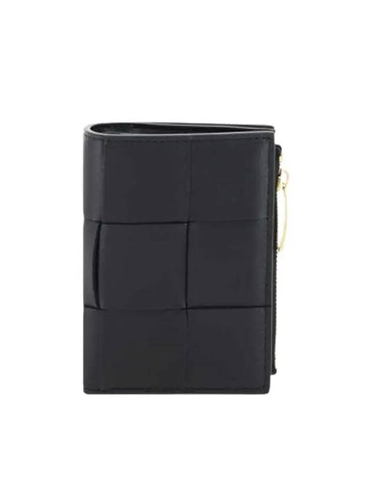 Cassette Zipper Bifold Half Wallet Black - BOTTEGA VENETA - BALAAN 2