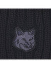 Bold Fox Head Patch Ribbed Beanie Black - MAISON KITSUNE - BALAAN 6