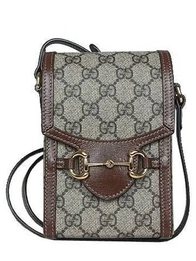 625615 Gold Horsebit 1955 Supreme Canvas Brown Leather Mini Cross Bag - GUCCI - BALAAN 2