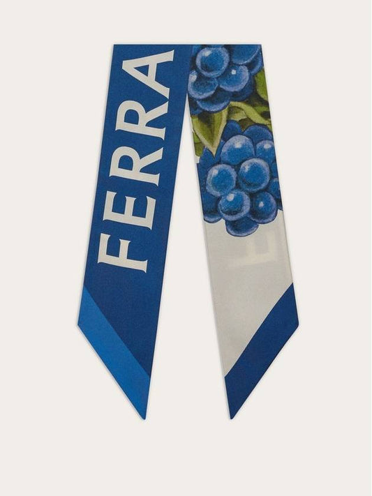 Blackberry Print Silk Mini Scarf Blue - SALVATORE FERRAGAMO - BALAAN 1