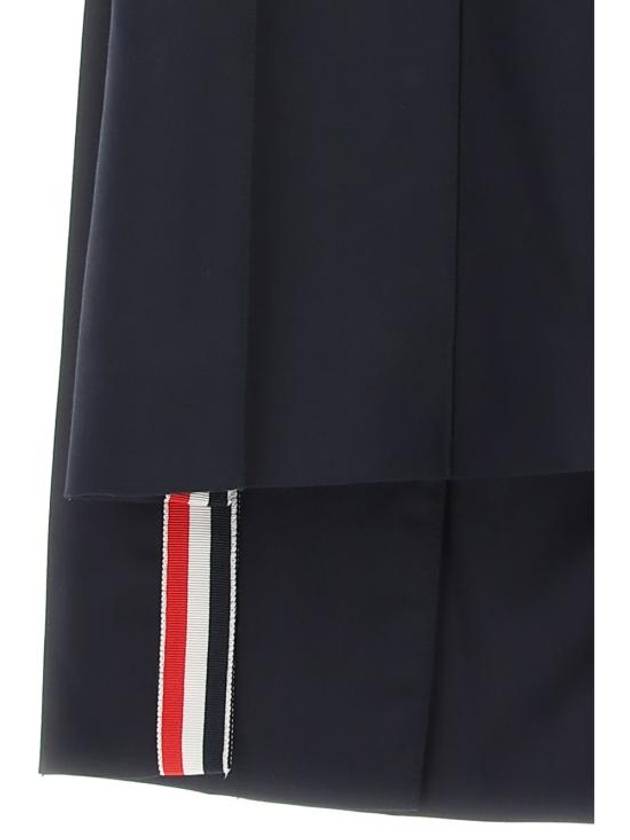 Super 120S Twill Below Knee Pleated Skirt Navy - THOM BROWNE - BALAAN 4