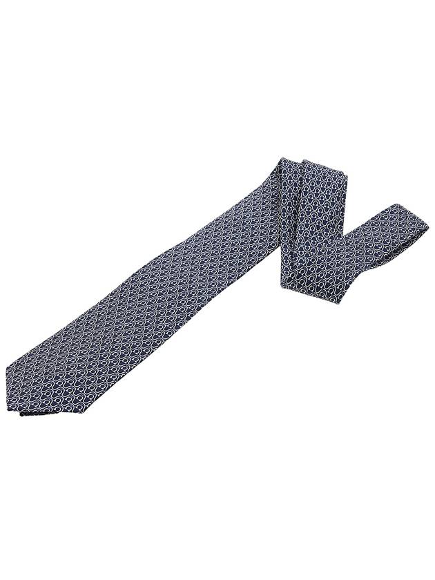 Gancini Print Silk Tie Navy - SALVATORE FERRAGAMO - BALAAN 4