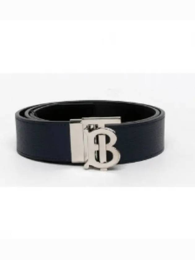 Reversible Monogram Leather Belt Navy - BURBERRY - BALAAN 2