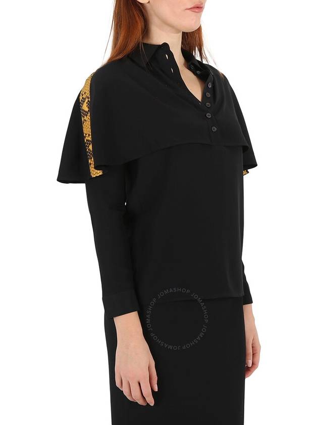 Burberry Black Cape-effect Silk Blouse With Snake Print Detail, Brand Size 34 (US Size 0) - BURBERRY - BALAAN 2