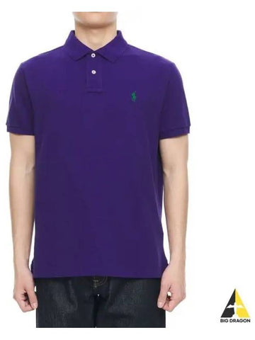 Custom Slim Fit Mesh Polo Shirt Purple - POLO RALPH LAUREN - BALAAN 1