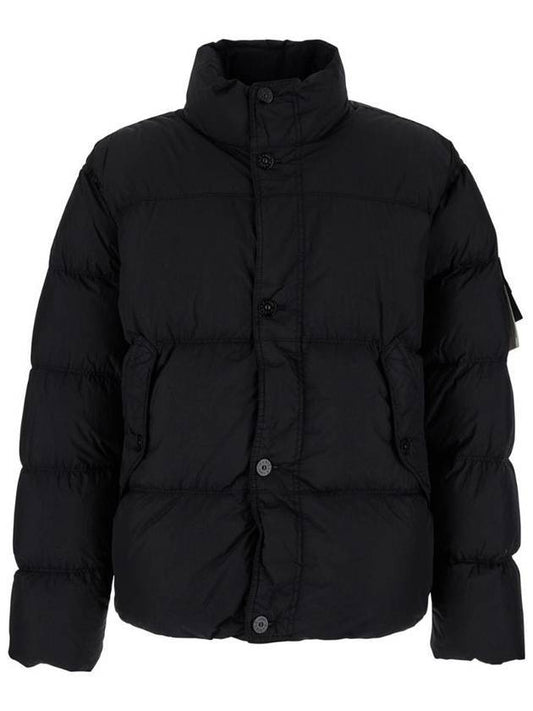 Garment Dyed Crinkle Reps Down Padding Black - STONE ISLAND - BALAAN 1