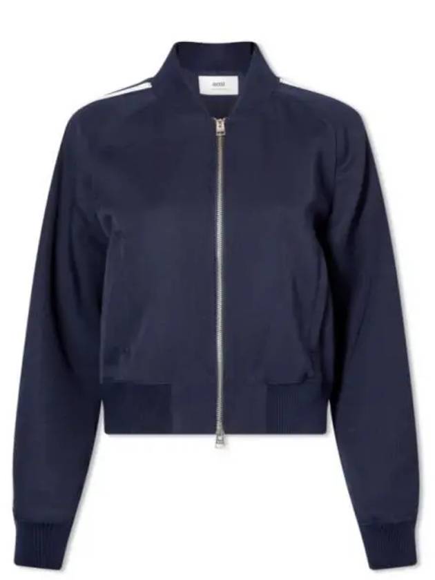 Virgin Wool Bomber Jacket Navy - AMI - BALAAN 2