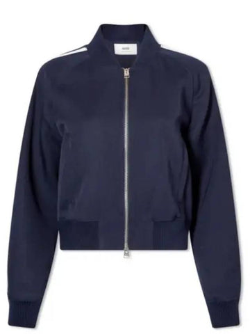 Virgin Wool Bomber Jacket Navy - AMI - BALAAN 1