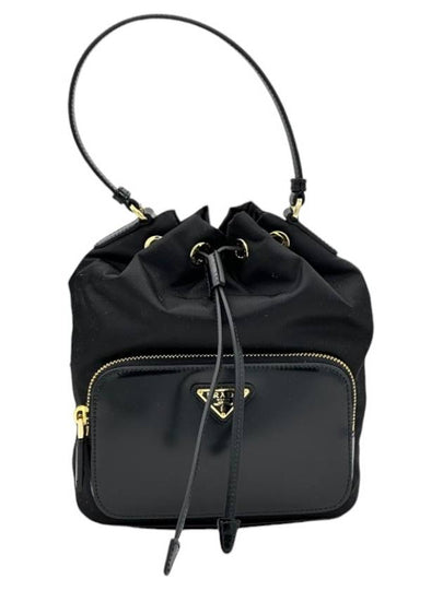 Women's Re Nylon Brushed Bucket Bag Black - PRADA - BALAAN 2