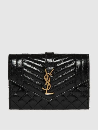 Matelasse Envelope Small Half Wallet Black - SAINT LAURENT - BALAAN 2