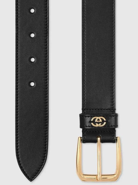 Men's Interlocking G Square Buckle Belt Black - GUCCI - BALAAN 2