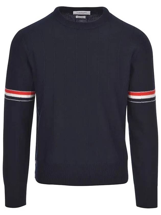 Wool Relaxed Pullover Knit Top Navy - THOM BROWNE - BALAAN 5