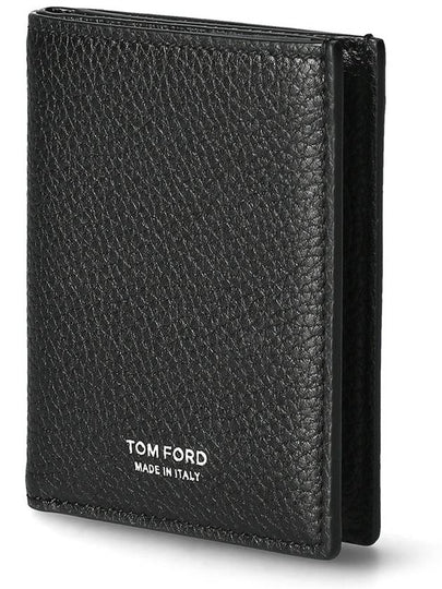 Men's Logo Pebble Leather T-Line Card Wallet Black - TOM FORD - BALAAN 2