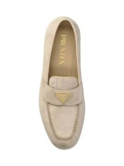 Triangle Logo Suede Leather Loafer Desert Beige - PRADA - BALAAN 2