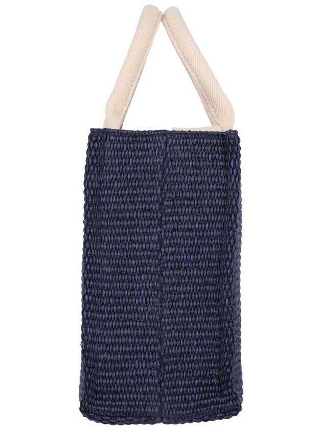 Small Raffia East West Tote Bag Navy - MARNI - BALAAN 4