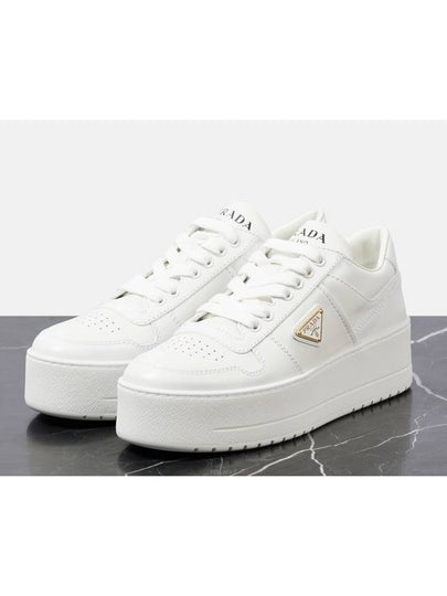 Downtown Bold Leather Low Top Sneakers White - PRADA - BALAAN 2