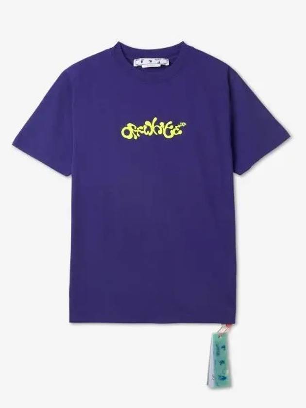 Arrow Neon Velour Lettering Short Sleeve T-Shirt Purple - OFF WHITE - BALAAN 2