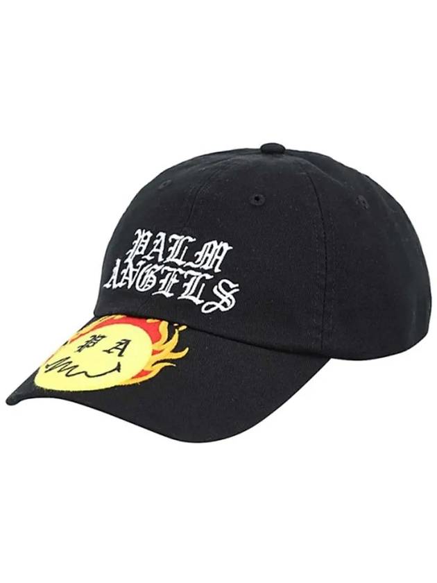 Burning Head Embroidered Logo Ball Cap Black - PALM ANGELS - BALAAN 3