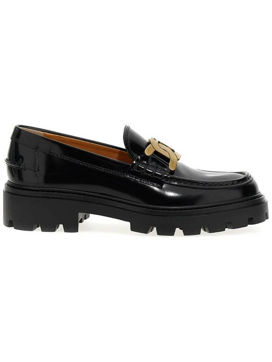 Women's Kate Metal Chain Leather Loafers Black - TOD'S - BALAAN 1