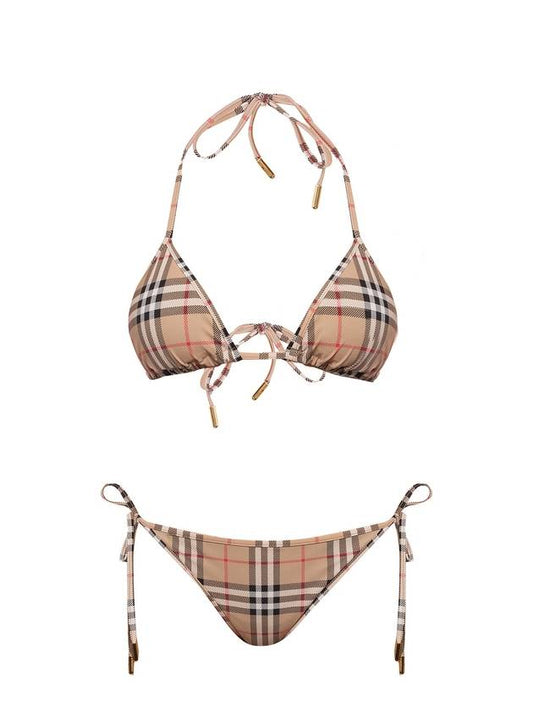 Women's Vintage Check Triangle Bikini Archives Beige - BURBERRY - BALAAN 1