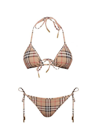 Women's Vintage Check Triangle Bikini Archives Beige - BURBERRY - BALAAN 1