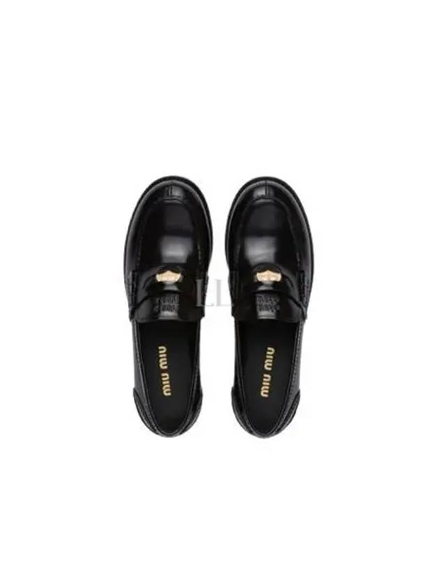 Brushed Leather Penny Loafers Black - MIU MIU - BALAAN 2