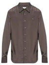 Men's Ghost Embroidered Logo Long Sleeve Shirt Grey - VIVIENNE WESTWOOD - BALAAN 2