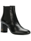 Gold Hardware Logo Ankle Boots Black - SAINT LAURENT - BALAAN 3