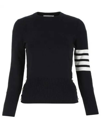 4-Bar Milano Stitch Crew Neck Knit Top Navy - THOM BROWNE - BALAAN 2