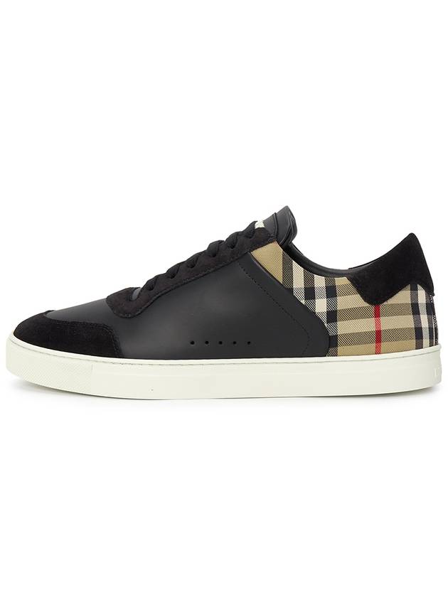 Checked Leather Suede Low Top Sneakers Black - BURBERRY - BALAAN 4
