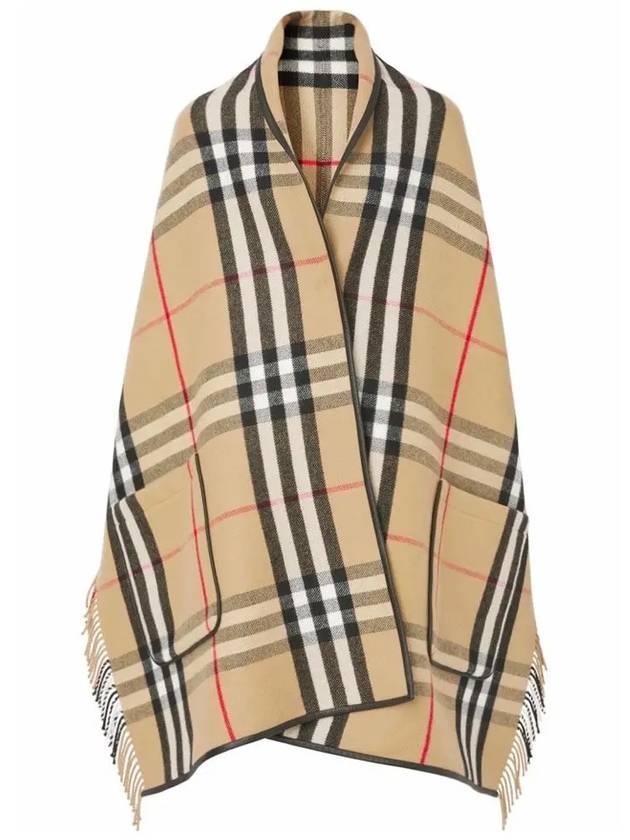 ExaGGerated Check Wool Cashmere Cape Archive Beig - BURBERRY - BALAAN 2