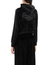 Women's BB Paris Strass Velvet  Zip-Up Hoodie Black - BALENCIAGA - BALAAN 3