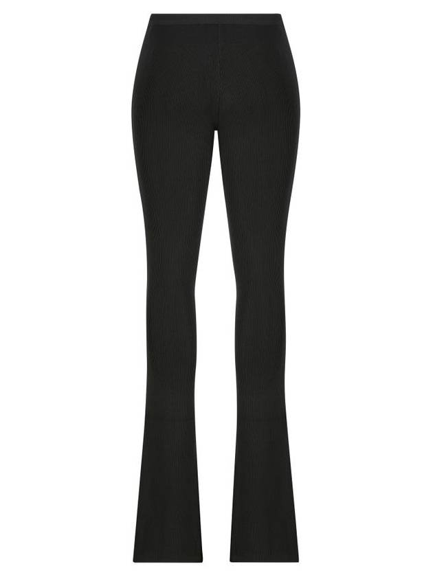 Rib Knit Jersey Straight Pants Black - PRADA - BALAAN 3