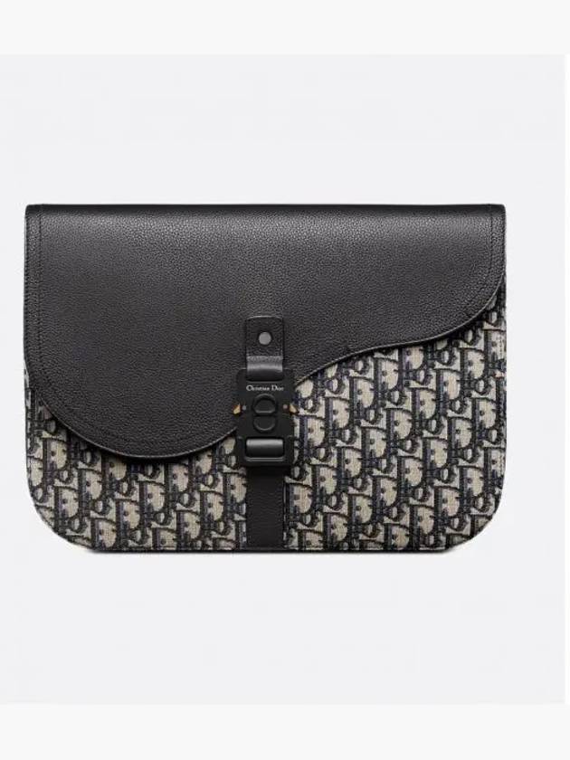 Oblique Saddle A4 Pouch Bag Black - DIOR - BALAAN 2