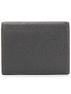 Pebble Grained Leather Double Card Wallet Grey - THOM BROWNE - BALAAN 2