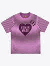 Striped Heart Short Sleeve T Shirt Purple HM27CS041 - HUMAN MADE - BALAAN 1