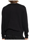 Heart Embroidered Logo Crew Neck Knit Top Black - AMI - BALAAN 4