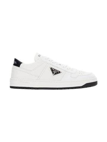 Downtown Perforated Leather Low Top Sneakers White - PRADA - BALAAN.