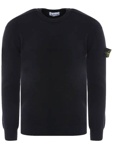 Stretch Wool Crewneck Knit Top Navy - STONE ISLAND - BALAAN 1