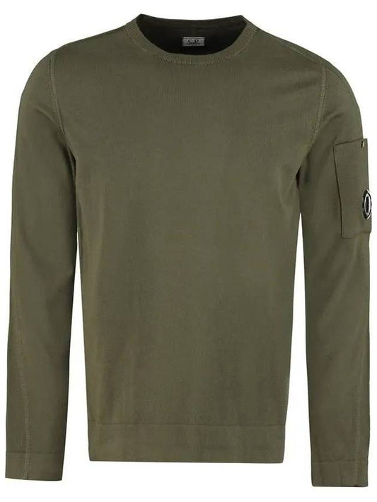 Men's Pocket Lens Crew Neck Knit Top Khaki - CP COMPANY - BALAAN.