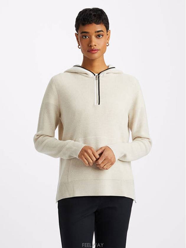 Women's Waffle Stitch Merino Wool Hoodie Quarter Zipper Sweater - G/FORE - BALAAN 3