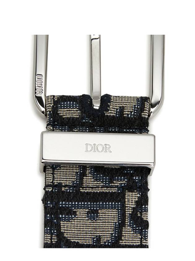 Logo Jacquard Leather Belt Black Beige - DIOR - BALAAN 6