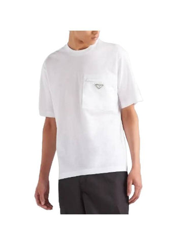 Nylon Jersey Short Sleeve T-Shirt White - PRADA - BALAAN 1