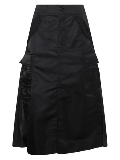 Nylon Twill Midi A Line Skirt Black - SACAI - BALAAN 2