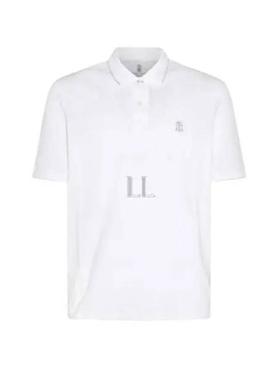 Embroidered Logo Short Sleeve Polo Shirt White - BRUNELLO CUCINELLI - BALAAN 2